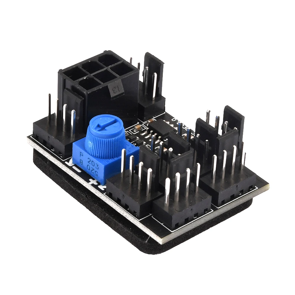 DC 12V 7A Speed Controller 3 Pin 4 Pin Fan Adapter PWM PC Chassis Cooling Fan Hub 8 Way Splitter with 6 Pin Power Port