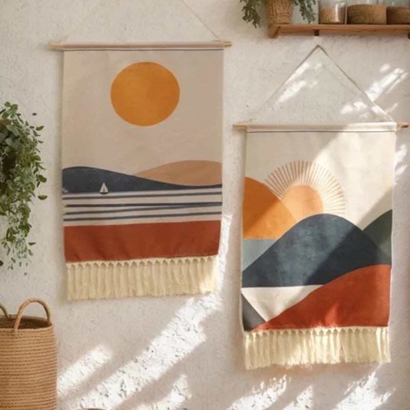 Tapestry Wall Hanging Bohemian Art Home Decor With Fringe Long Linen Vertical Tapestry Wall Hangin Room Decors