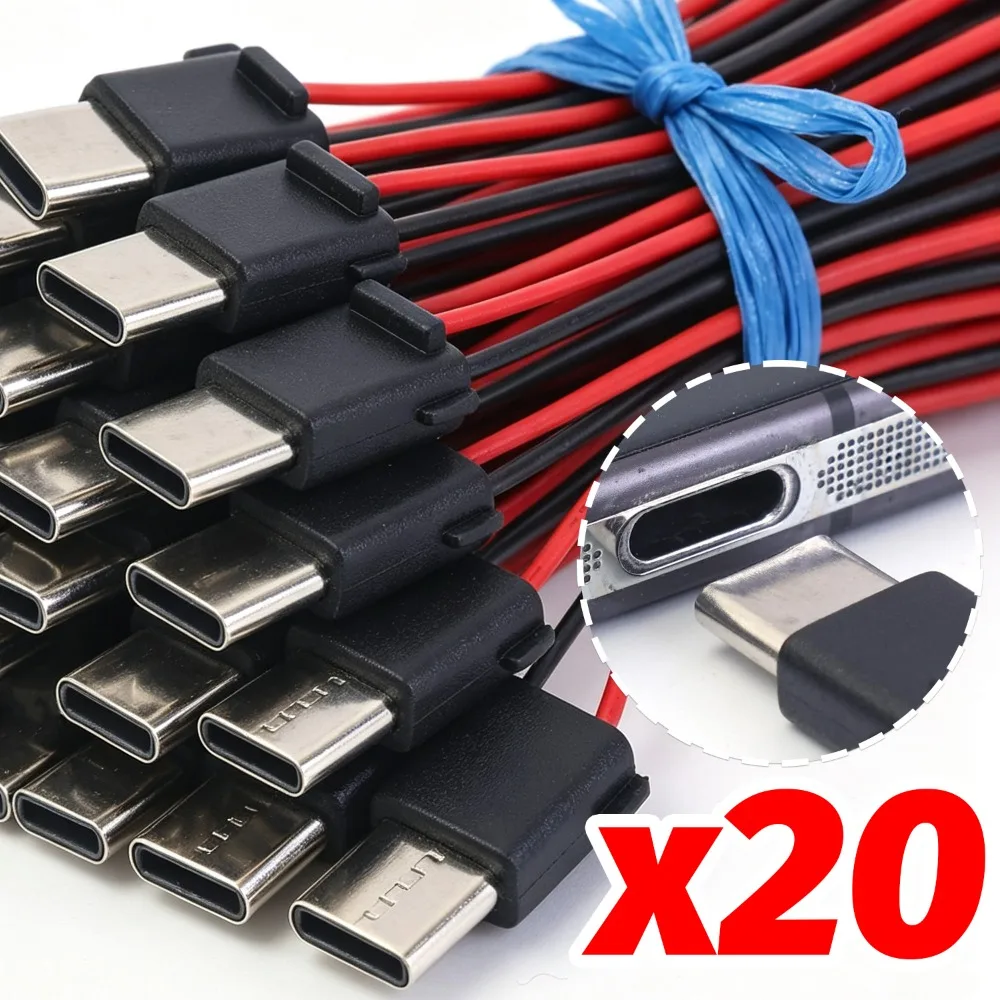 2Pin Solder Type-C Connector Male Waterproof Car Charging Port Cable with 7cm Wire for DIY Vehicle Motorcycle USB Charger Parts
