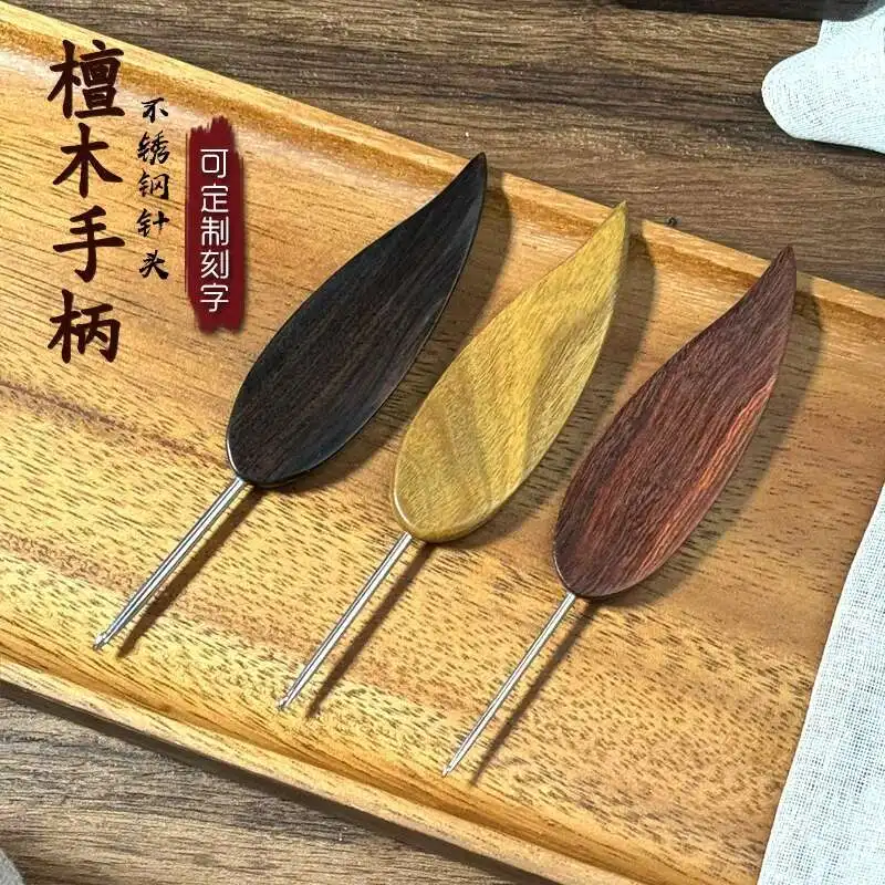 

Крючок для вязания сандалового дерева с короткой ручкой, игла из нержавеющей стали ручной работы, вязаный свитер, куклы-обувь