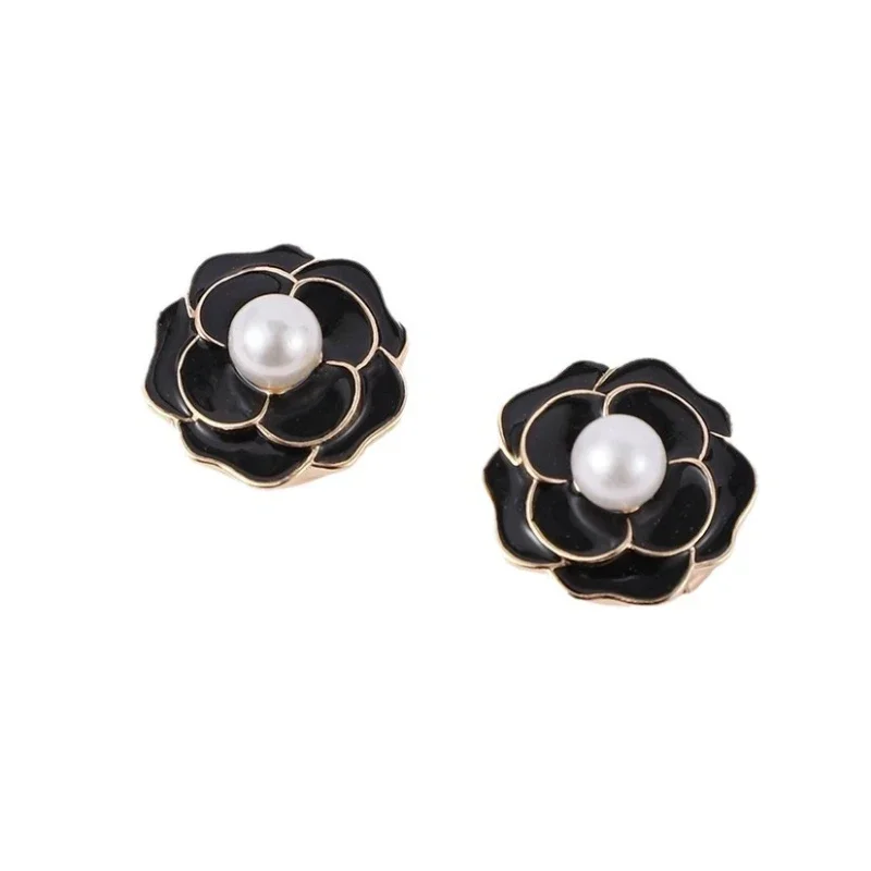 2PCS Neue Mode Perle Blume Manschettenknöpfe für Frauen Luxulry Schmuck Hemd Taste Manschette Links Kleidung DIY Zubehör