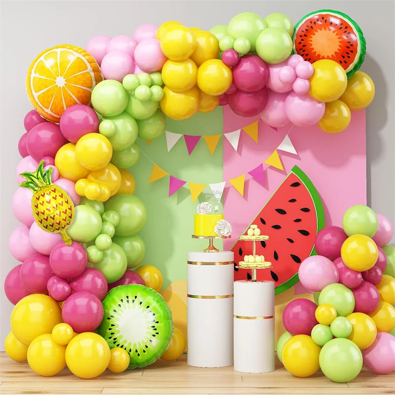 

10 Sets Summer Fruit Themed Aluminum Foil Balloon Sets for Weddings, Birthday Parties, Summer Beach Parties