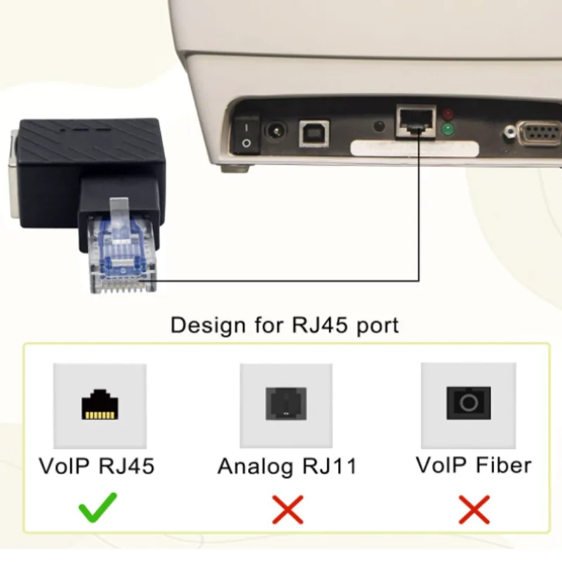 90 Degree RJ45 Male to Female Extension Cat6 LAN Network Connector for Printer Computers Laptops Routers(Left Angle+Right Angle)
