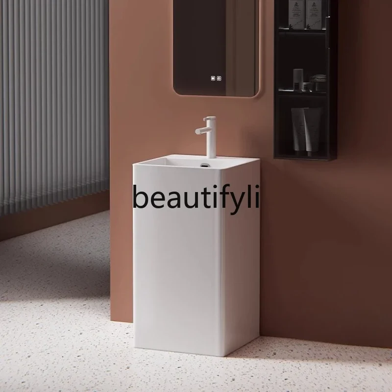 

ss25 Column basin hotel column type face wash outdoor wash basin courtyard ceramic wash table integrated floor type