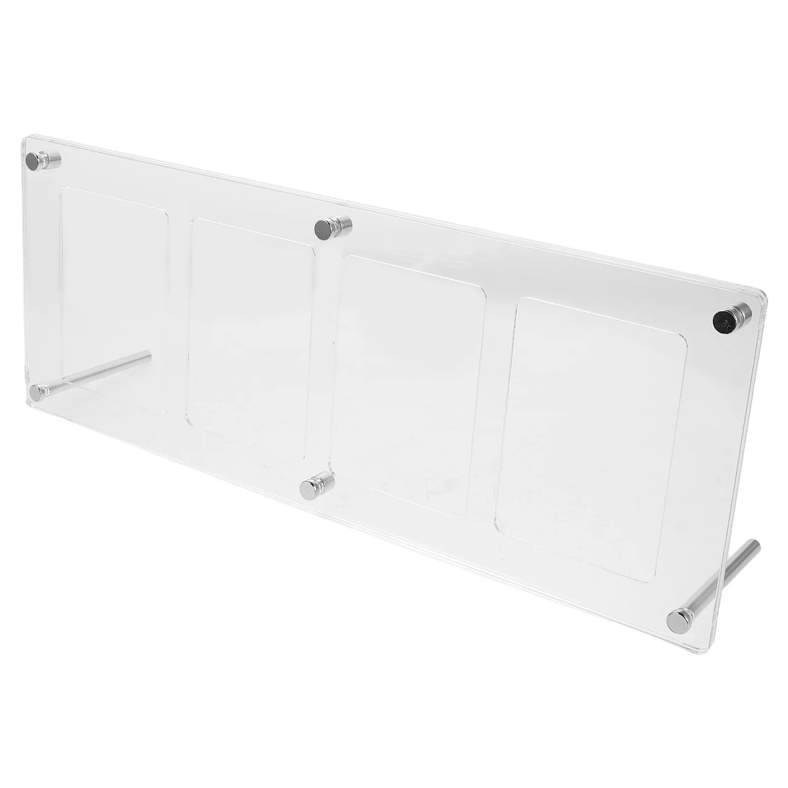 4-Slot Acrylic Display Frame Clear Floating Picture Holder for Cards Instant Photos Desk Shelf Home Office Modern Collage