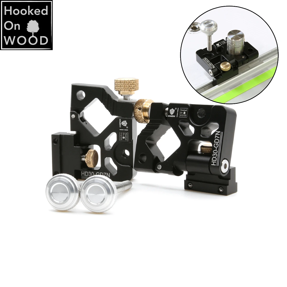 Hooked On Wood 2pcs Folding Guide Rail Clamp HD30-GD7N Woodworking Bench Dog Flip Clamps Folding Rail Clip For MFT System