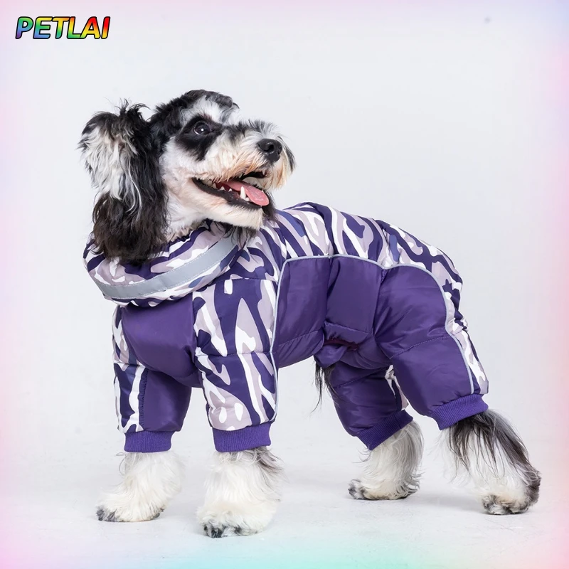 

Утолщенный камуфляжный цельный четырехногий хлопковый костюм для собак, зимнее водонепроницаемое хлопковое пальто для собак, морозостойкий теплый пуховик