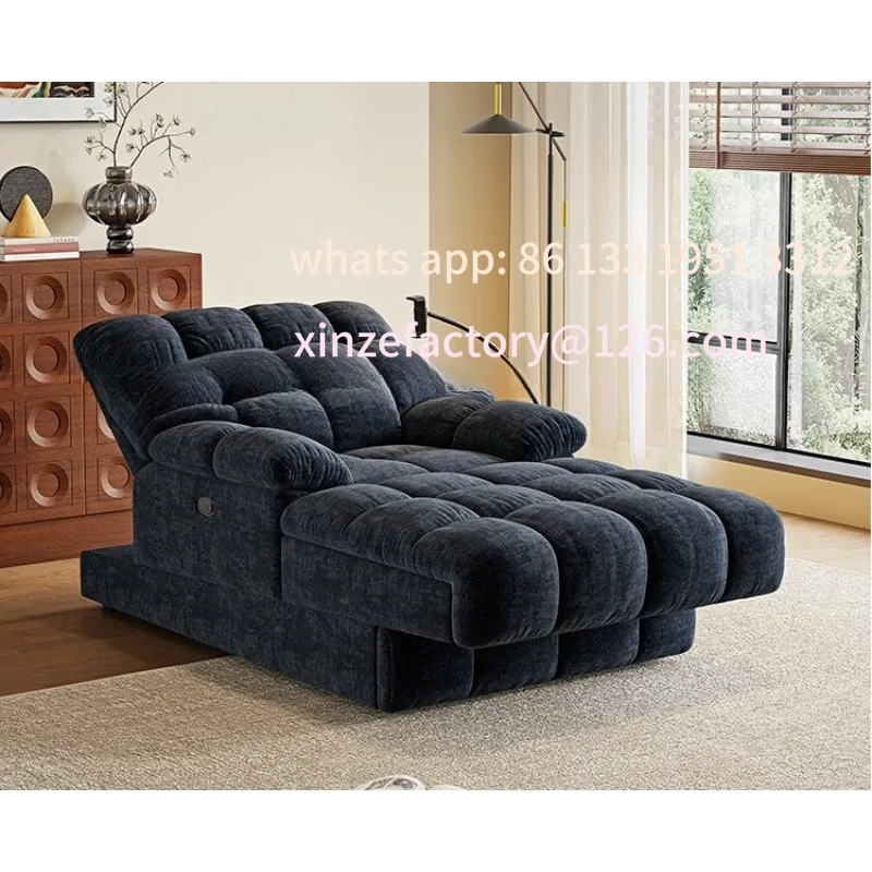 

Multifunctional recliner small apartment bedroom living room retro chenille single concubine chair sofa