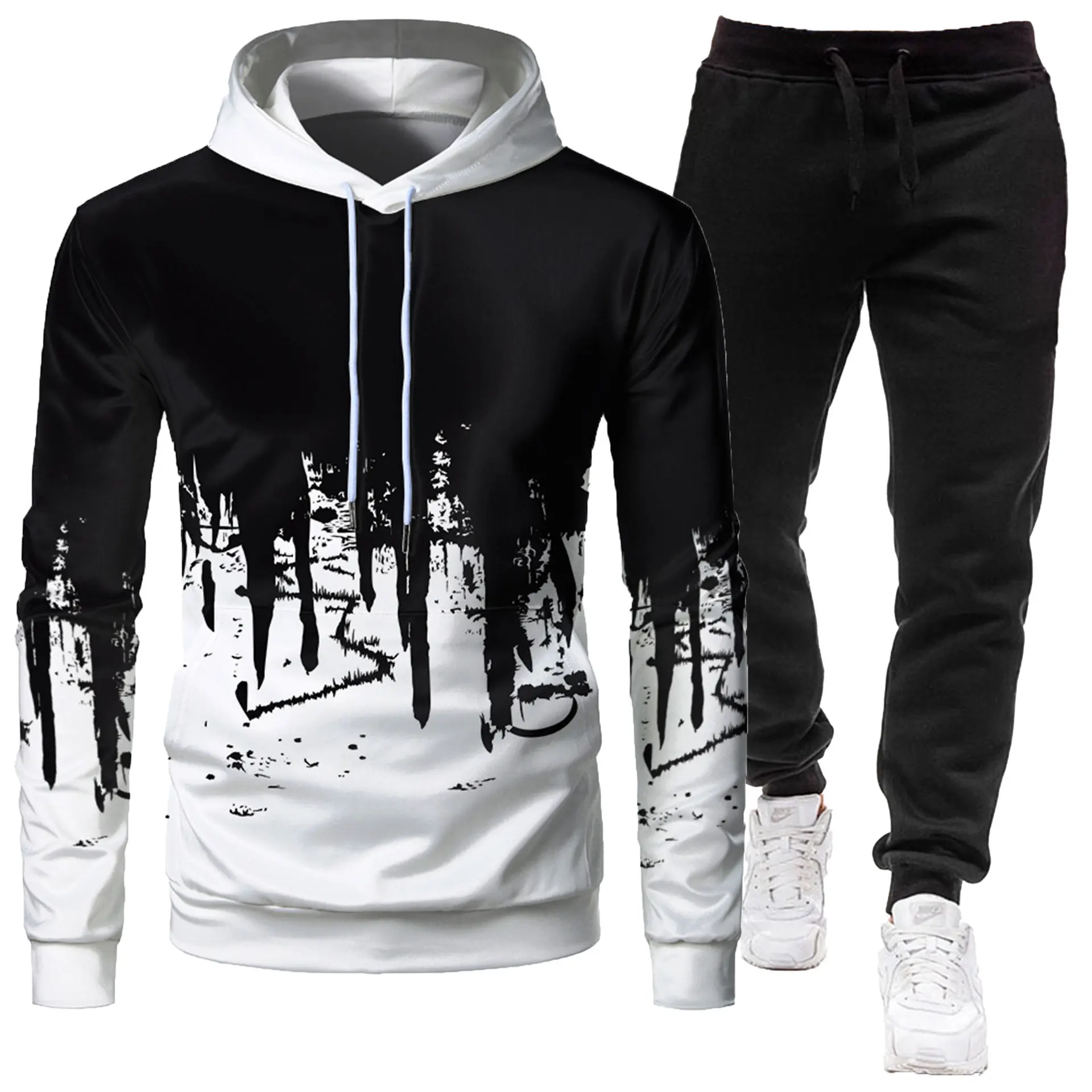 Autumn Winter Trending Tracksuits Men Camouflage Hoodie + Pant 2 Piece Set Sports Wear 3d Ink Jogging Suits Training hoodie set