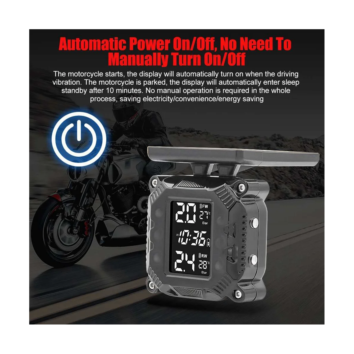 Motorcycle Tire Pressure Monitoring with Display Motorcycle Tire Detection High Temperature Resistant Monitoring System