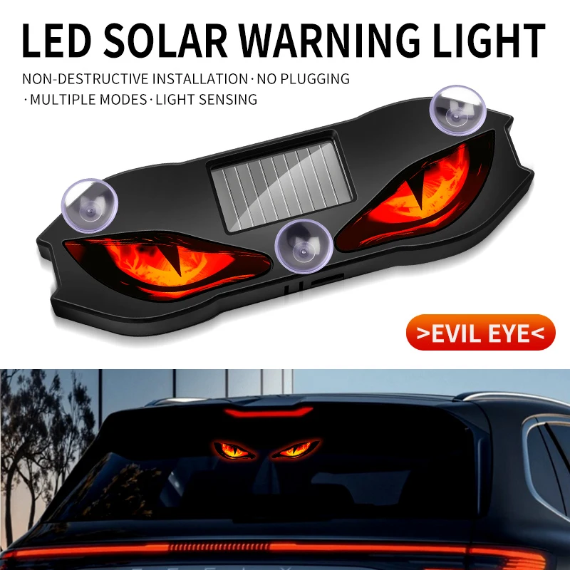 Solar Powered Car Neon Lights, Cool Devil's Eye Lights, Halloween Ambient Lights, USB Rechargeable Ambient Breathing Lights