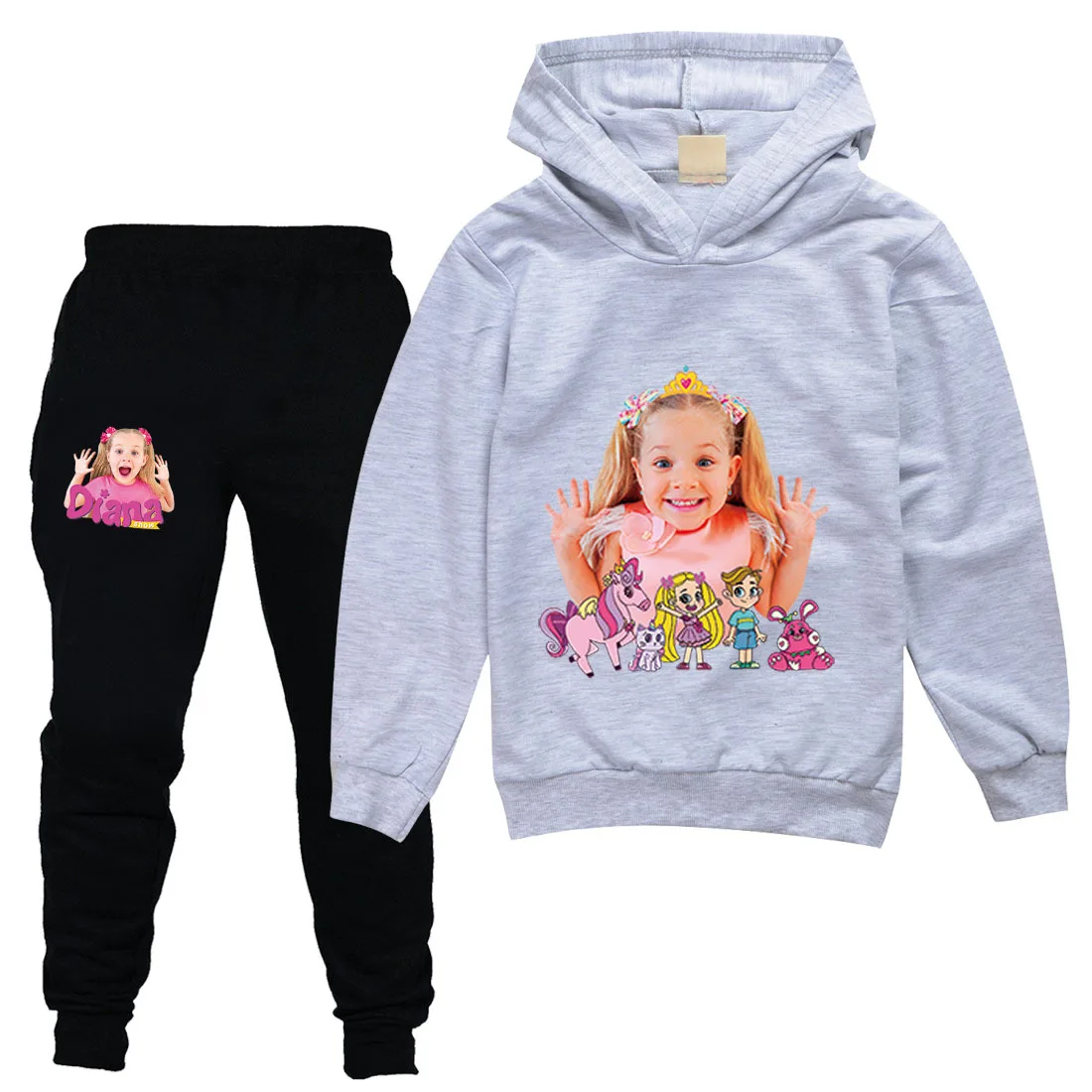 Diana and Roma Costume Kids Pullover Sweatshirts+Pants 2pcs Sets Boys Cartoon Tracksuit Children Clothing Girls Outfits