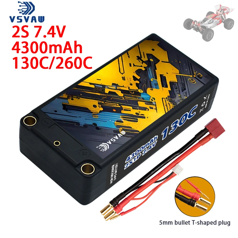 Atualizar teranty 7.4v 2s 4300mah 130c/260c hv lipo bateria compatível com 1/10 controle remoto corrida rc modelo tanque bateria