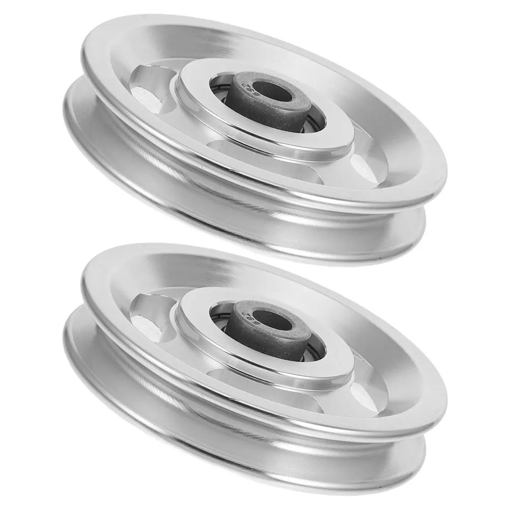 

2pcs Aluminum Alloy Pulleys for Gym Silver Cable Weight System Attachments Fitness Home Replacement Parts Quiet Multifunctional