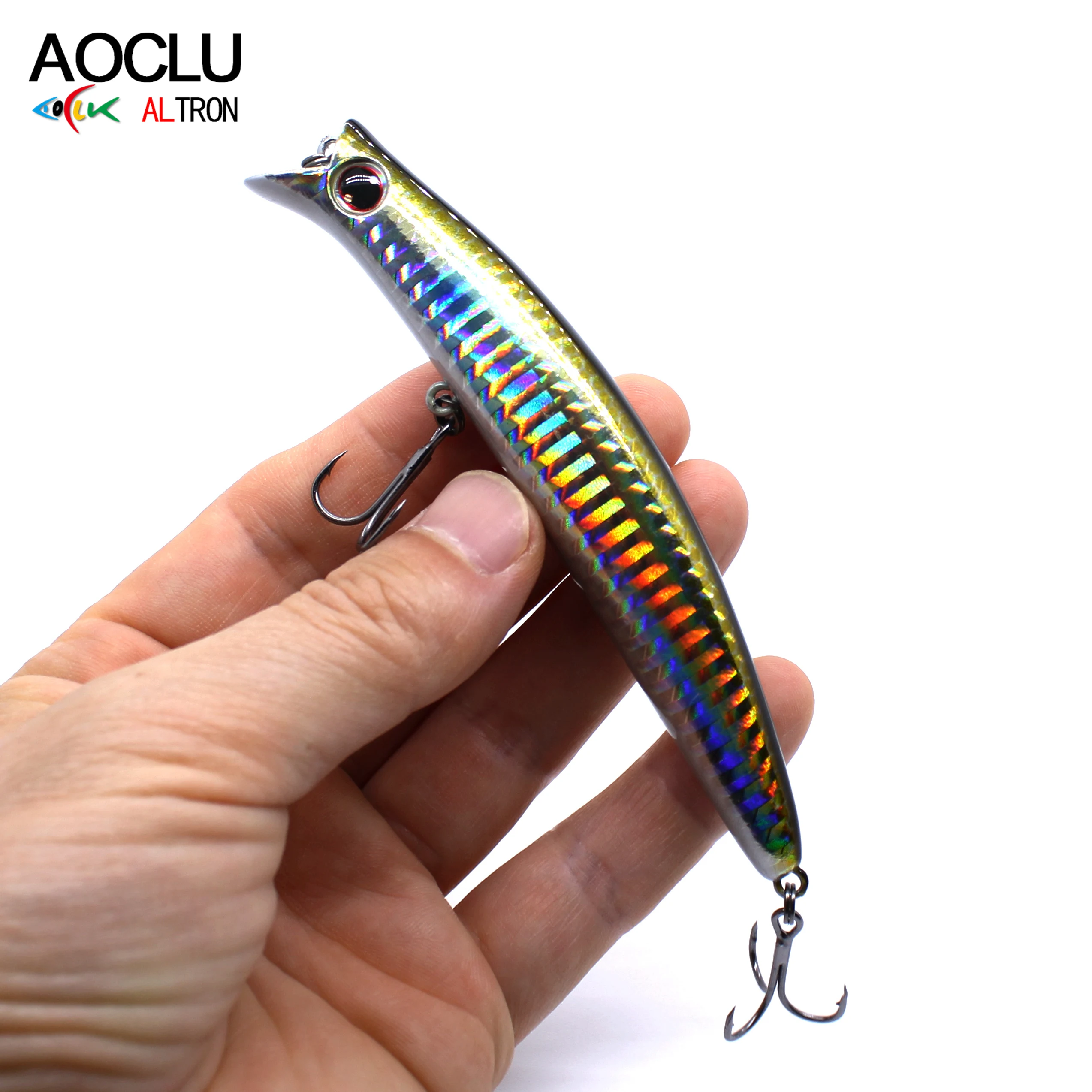 AOCLU Floating Wobbler 110mm 14.8g 90mm 13g Rattle Hard Bait Hybrid Minnow Lure For Inshore Beach Boat Rock Bass Trout Fishing