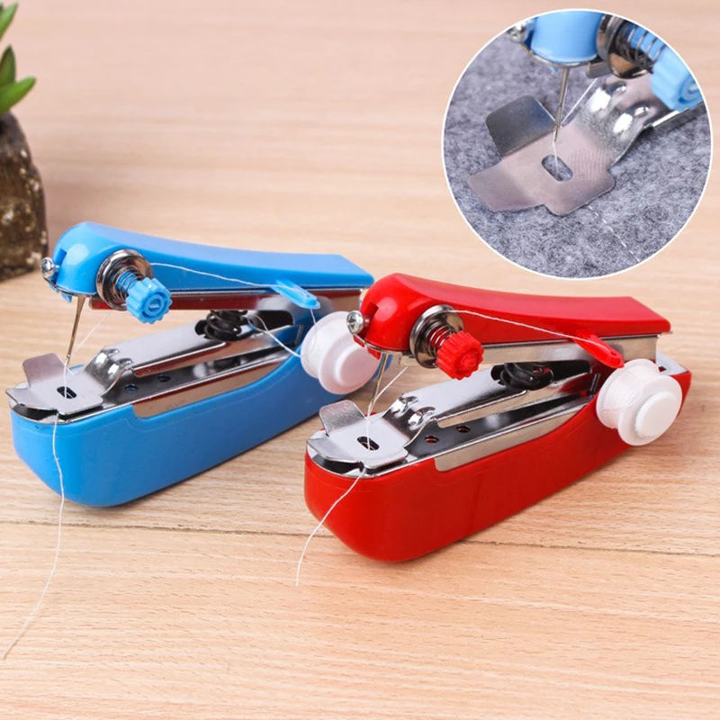 1PC Mini Sewing Machine Home Handheld Portable Manual Sewing Machine Pocket Sewing Tools Cloth DIY Repair for Outdoor Travel ZYF