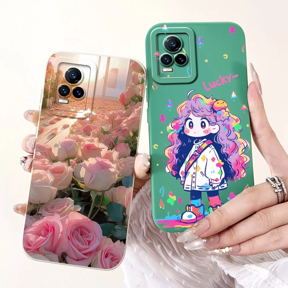 For Vivo V21 V2066 V21E V2061 Back Cover For Vivo V21 V21E 5G Case V2050 V2055 Fashion Butterfly Cute Shockproof Silicone Bumper