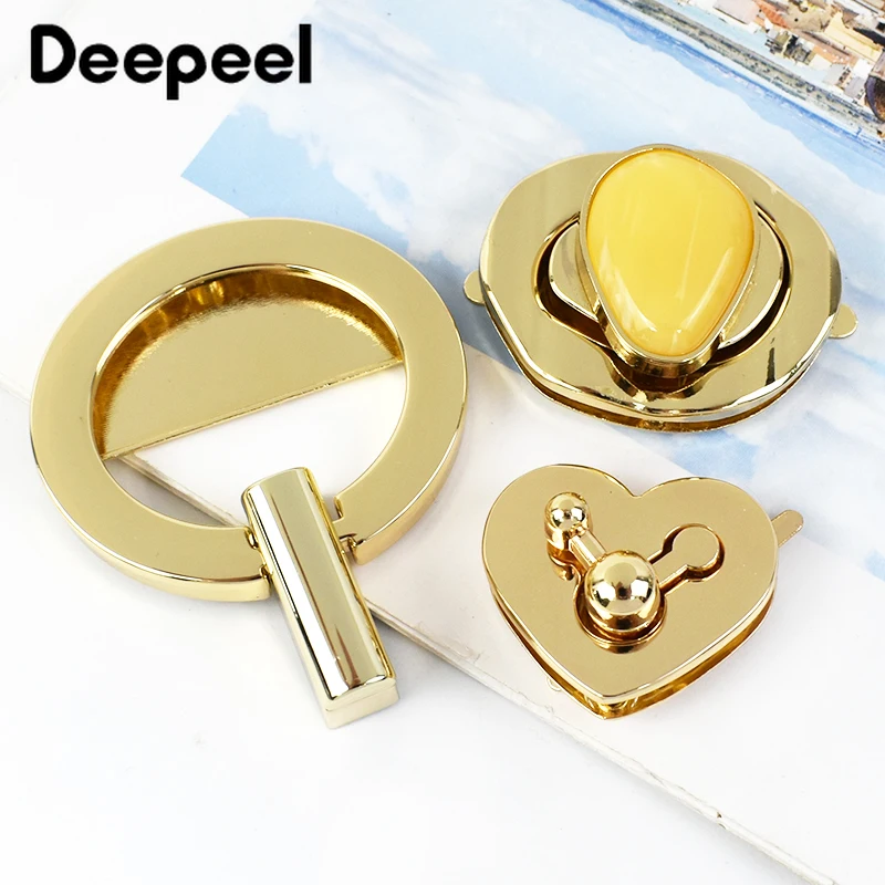 1Pc Deepeel Gold Metal Bag Lock Buckle Turn Twist Locks Snap Clip Closure Latch Handbag Purse Replace DIY Hardware Accessories