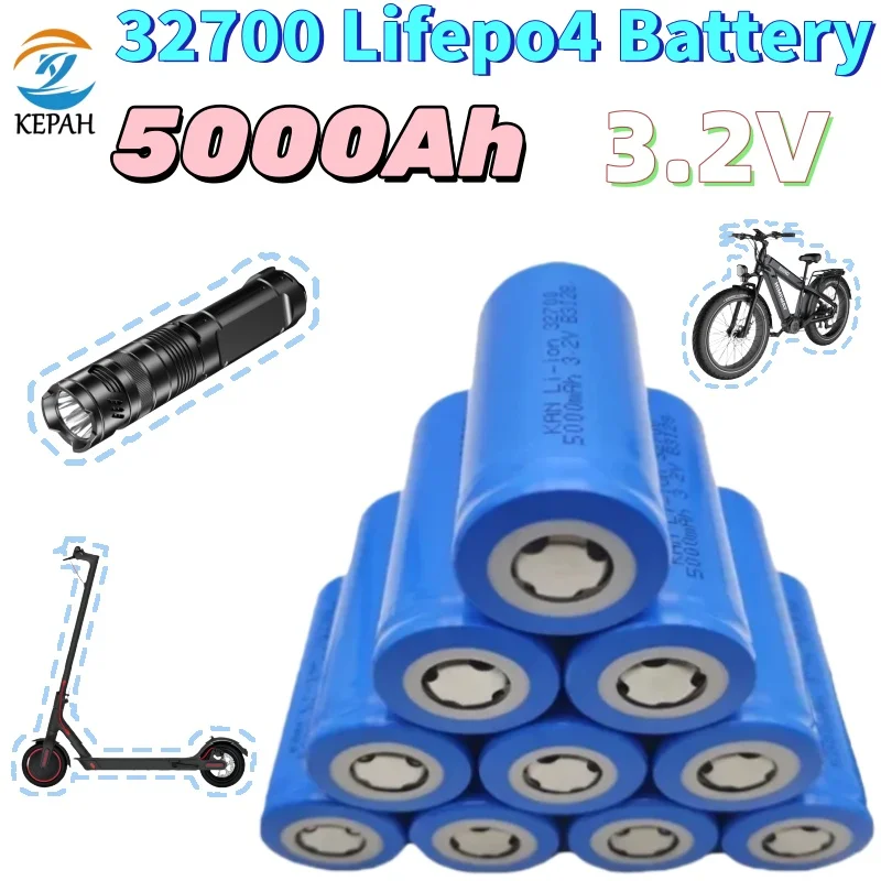 NEW High Capacity 32700 3.2V 5.0Ah Lifepo4 Rechargeable Battery for Power Bank Solar Light Backup Power Flashlight