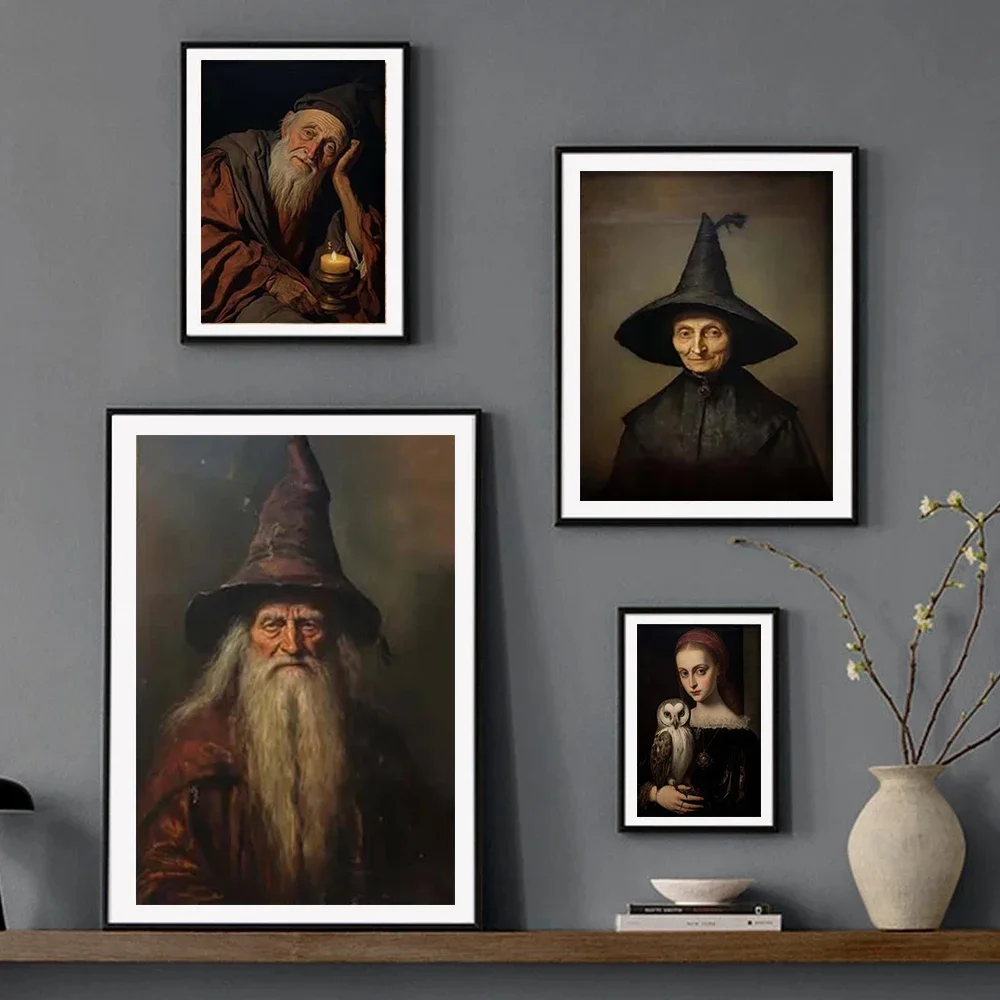 New New Dark Academia Art The Witch Wizard Poster Prints  Living Room  Decor Gothic Magic World Canvas Painting Wall Art