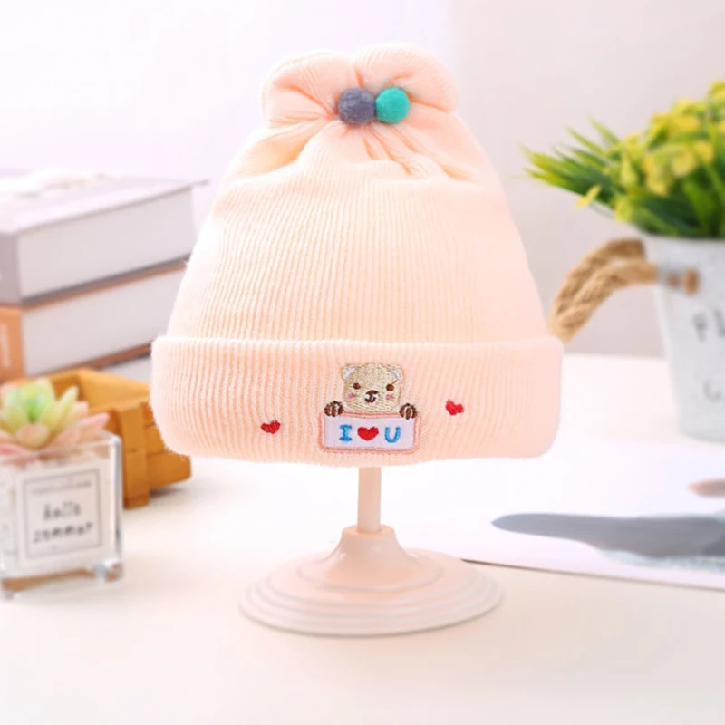 Newborn I LOVE YOU Baby Knitted Wool Hat Autumn Winter Soft Baby Beanie Hats For Kids 0-6 Month Boys Girls