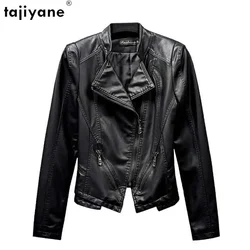 Fashion High Quality Real Women's  22 Spring  Sheepskin Coat Short Motorcycle Female Jacket Women's Coats Mujer Chaqueta FCY408