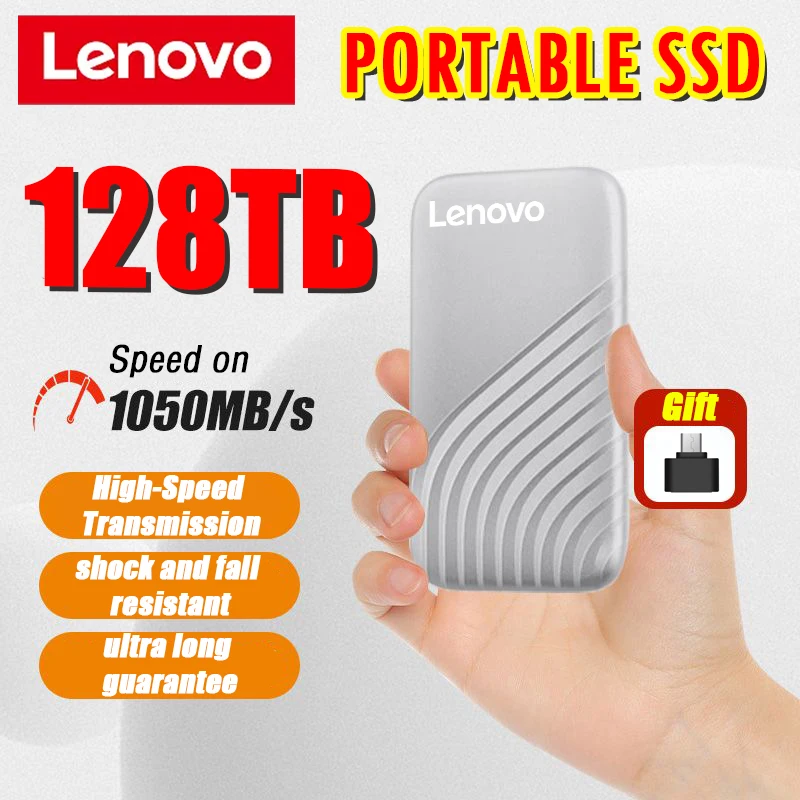 Lenovo 2024 New High-speed External Hard Drive 2TB 4TB 8TB USB3.1 SSD 2.5 Inch Portable SSD 16TB Hard Disk for Laptop PS4 PC