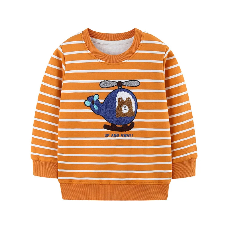 Jumping Meters 2-7T Airplan Embroidery Cotton Boys Sweatshirts Children's Sport Shirts Long Sleeve Kids Autumn Spring Clothes