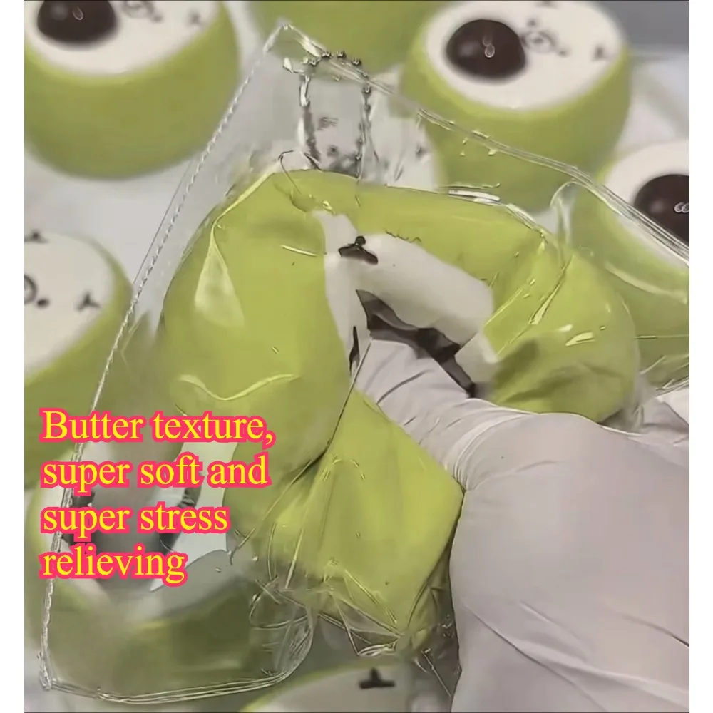Handmade Premium Avocado Rilakkuma Bear Butter Texture Squeeze Fidget Toy Food Grade Silicone Super Soft Stress Relief