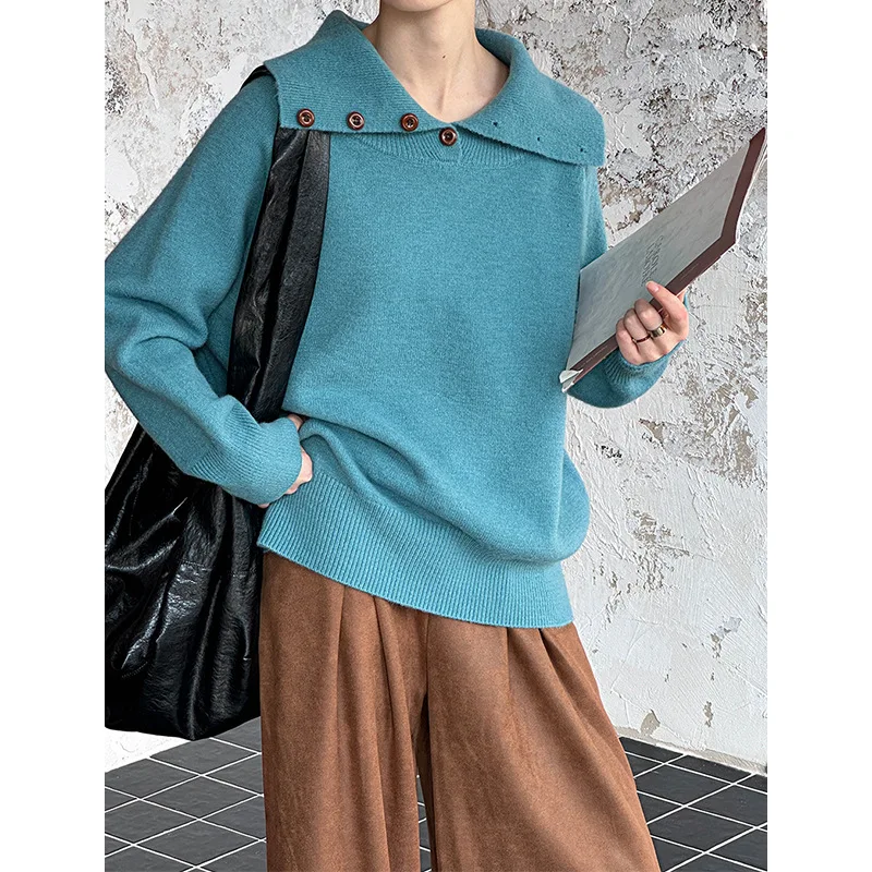 

2025 Autumn and Winter Fashion Korean Edition Women's Design Sense High End Knitted Cashmere Hoodie Thickened Warm Sweater