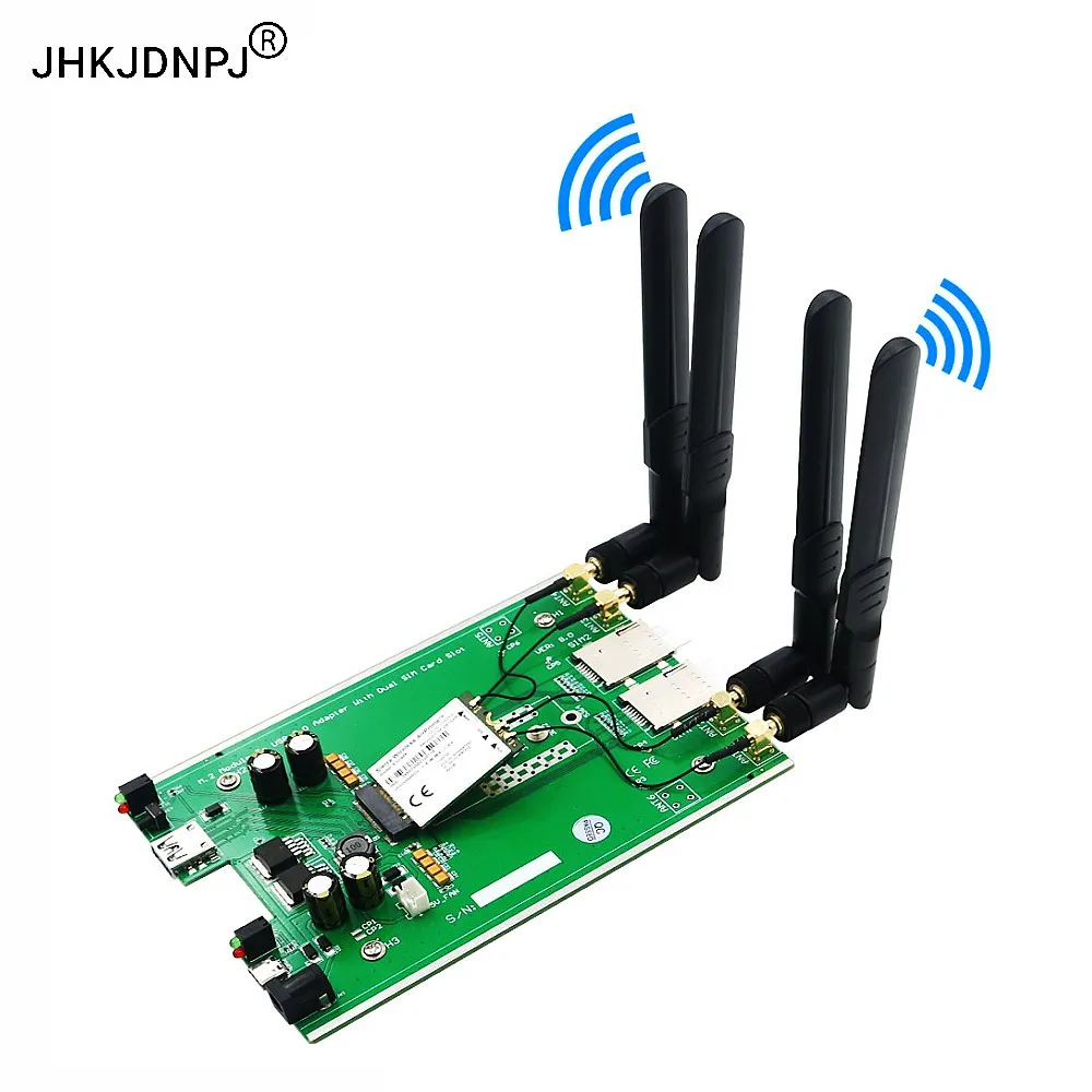 M.2 (NGFF) 3G/4G/5G Module to USB 3.0 Adapter with dual SIM card slot and auxiliary power