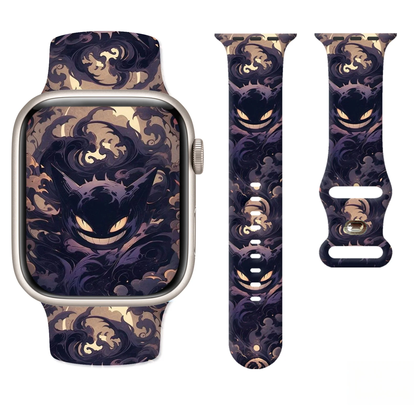 

Pokemon Series 2 Printed Strap for Apple Watch 11 10 9 8 7 SE Silicone Band Replaceable Watchband for iWatch 46mm 44mm 42mm 41mm