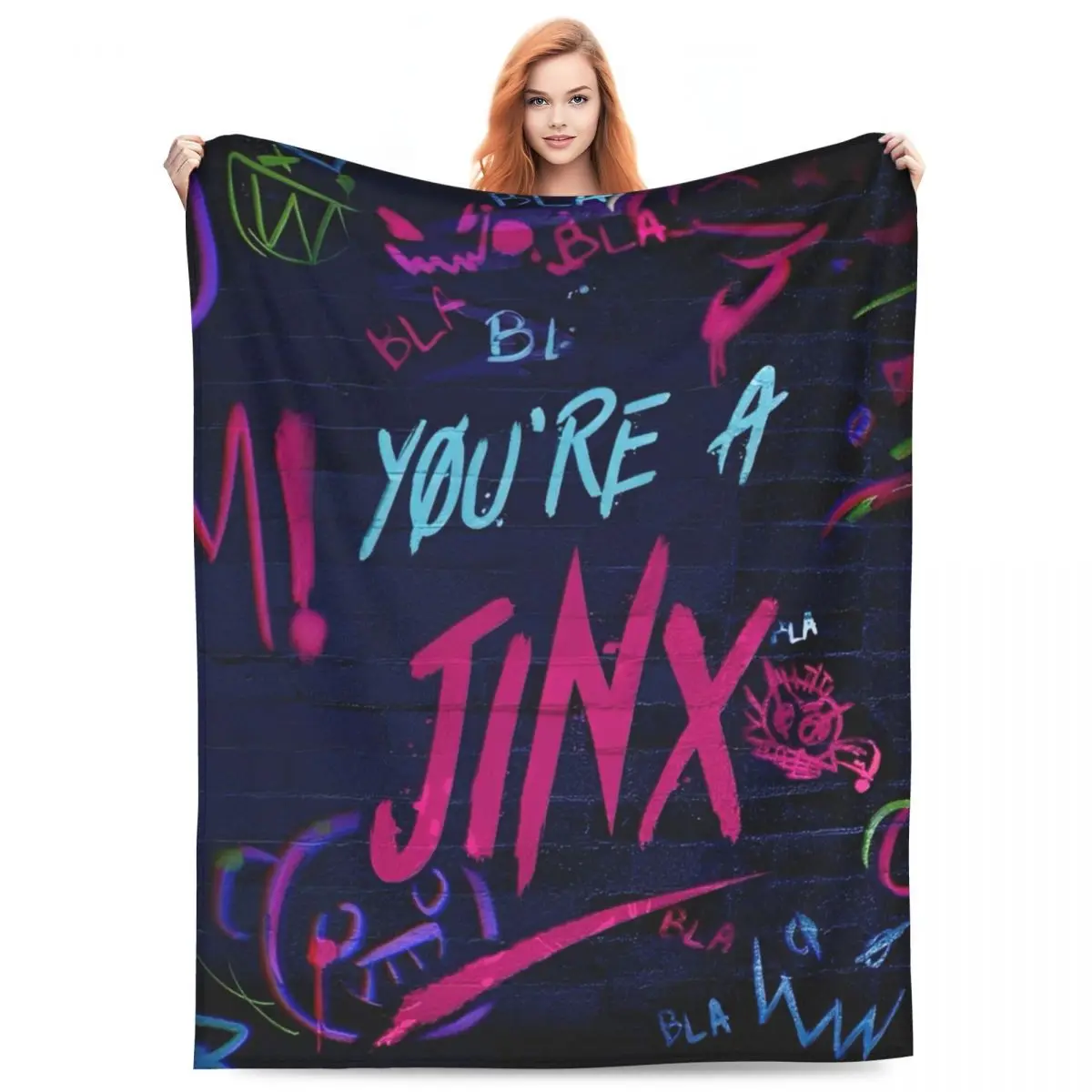 Arcane Jinx BaoBao Blankets Fantasy Animation Flannel Funny Soft Throw Blanket for Coverlet All Season