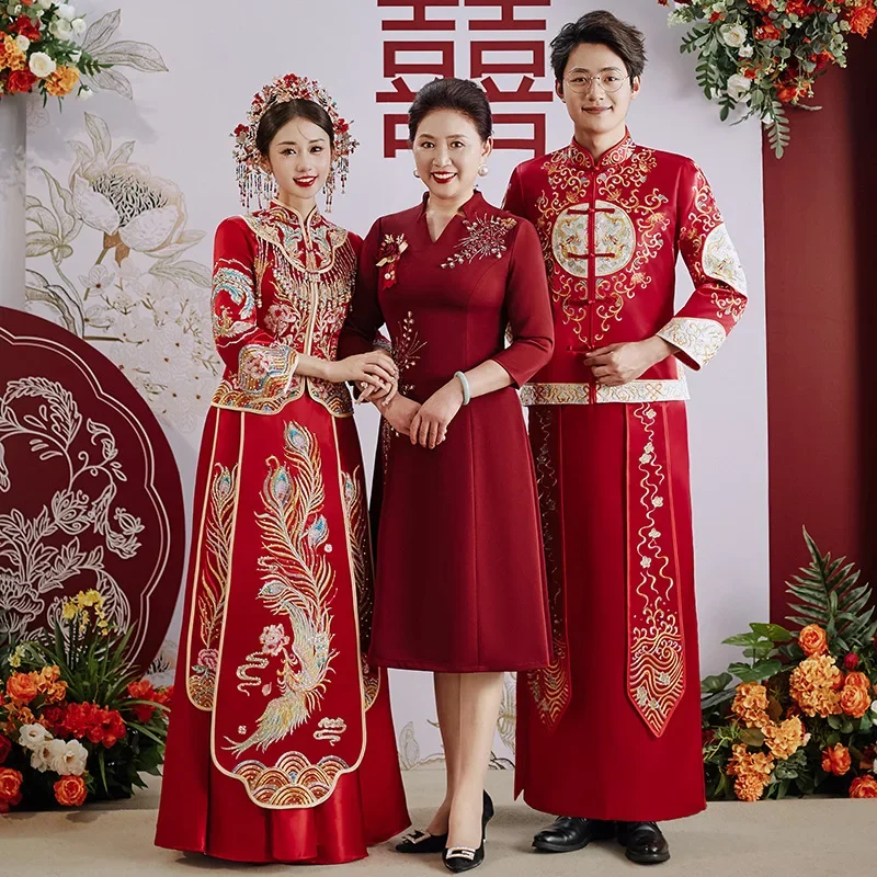 Yourqipao женское китайское свадебное платье Hanfu, традиционный костюм для пар, Cheongsam, древняя одежда Xiuhe, комплекты свадебных халатов
