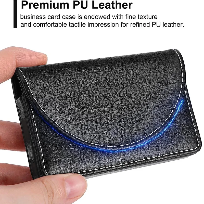 Imagem -03 - Leather Business Card Holder Estojo de Cartão de Crédito Profissional com Fecho Magnético Carteira de Grande Capacidade para Homens Escritório Rfid pu