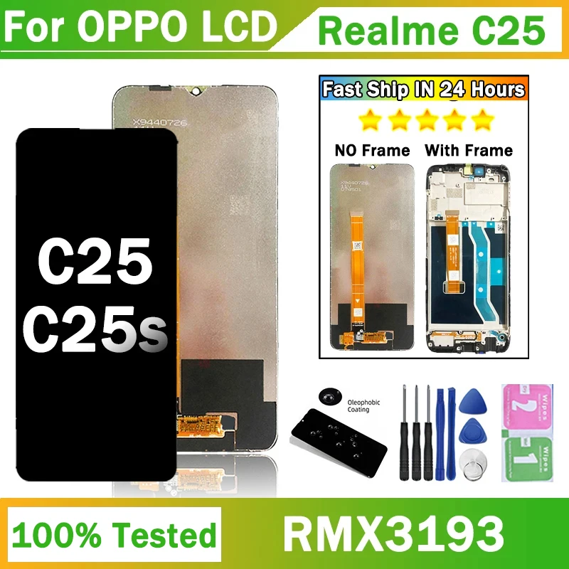 6.5'' Display For OPPO Realme C25 C25s LCD RMX3193,RMX3191,RMX3195, RMX3197 Display Touch Screen Assembly Replacement C25S LCD