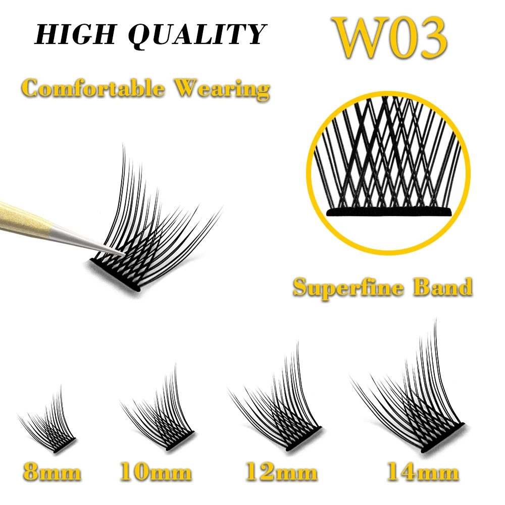 Kimcci 36 Bundles Mink Eyelash Extension Segmented False Bundles Eyelashes Natural 3D Russian Volume Faux Eyelashes Individual