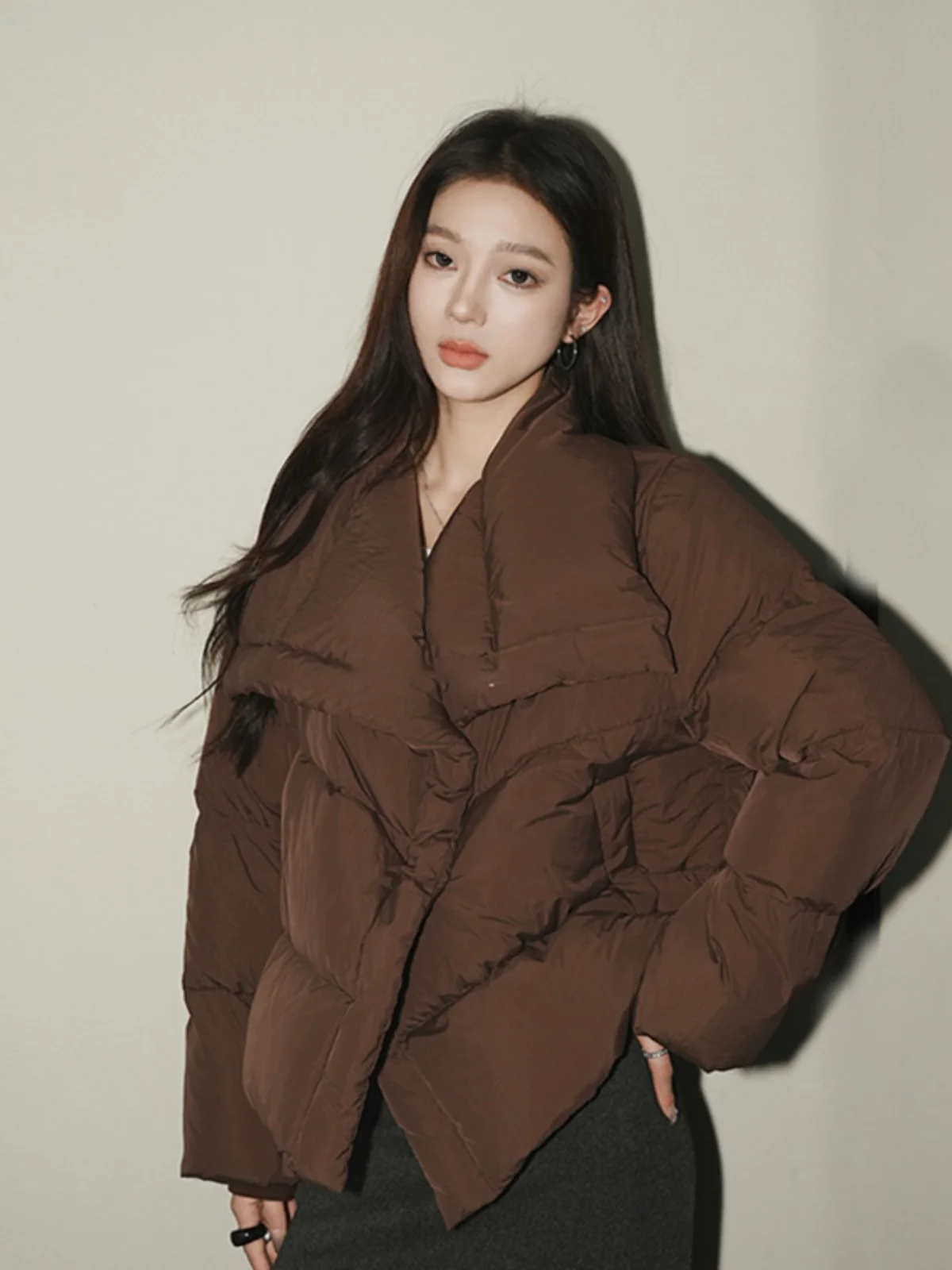 2025 moda inverno curto acolchoado casaco turn down collar quente acolchoado jaqueta feminina