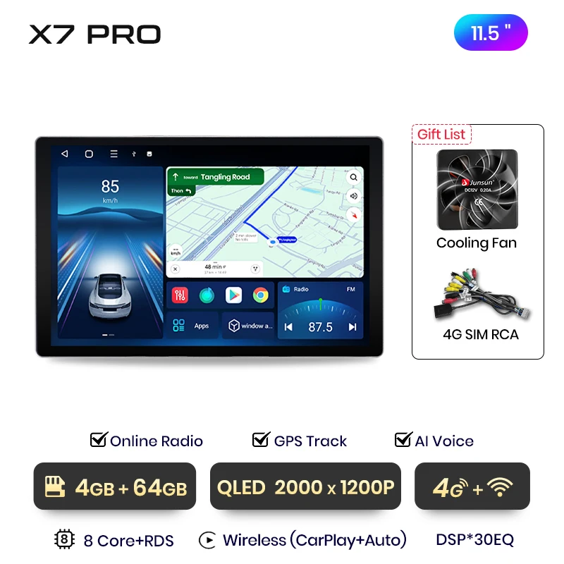 Junsun 13 "Android 14 Draadloze Carplay Autoradio voor Opel Astra K 2015 2016-2019 Multimedia Scherm Smart systemen DSP SW BT GPS