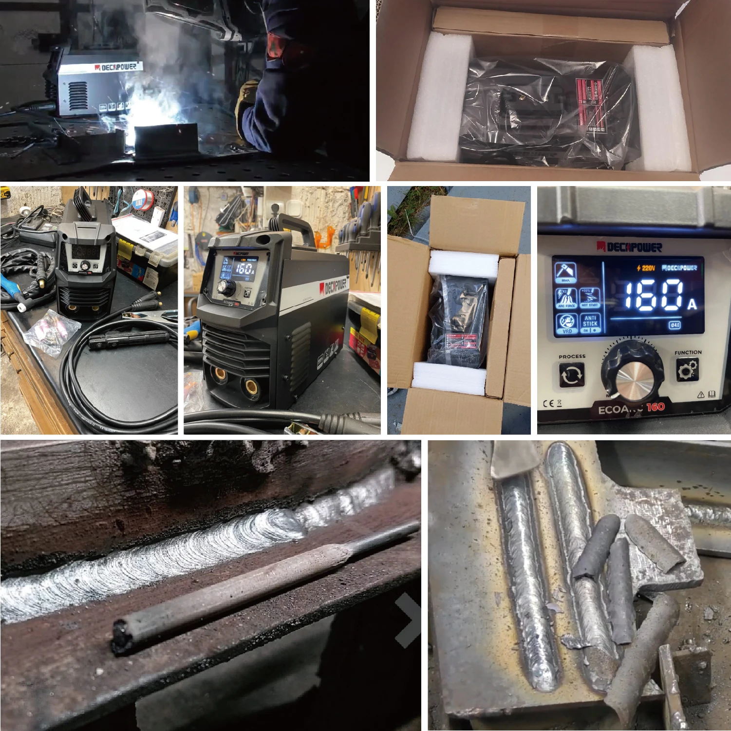 Decapower ECOARC 160 Amps Arc Inverter MMA welding machine Stick Welders HOT Start VRD anti stick arc force with screen