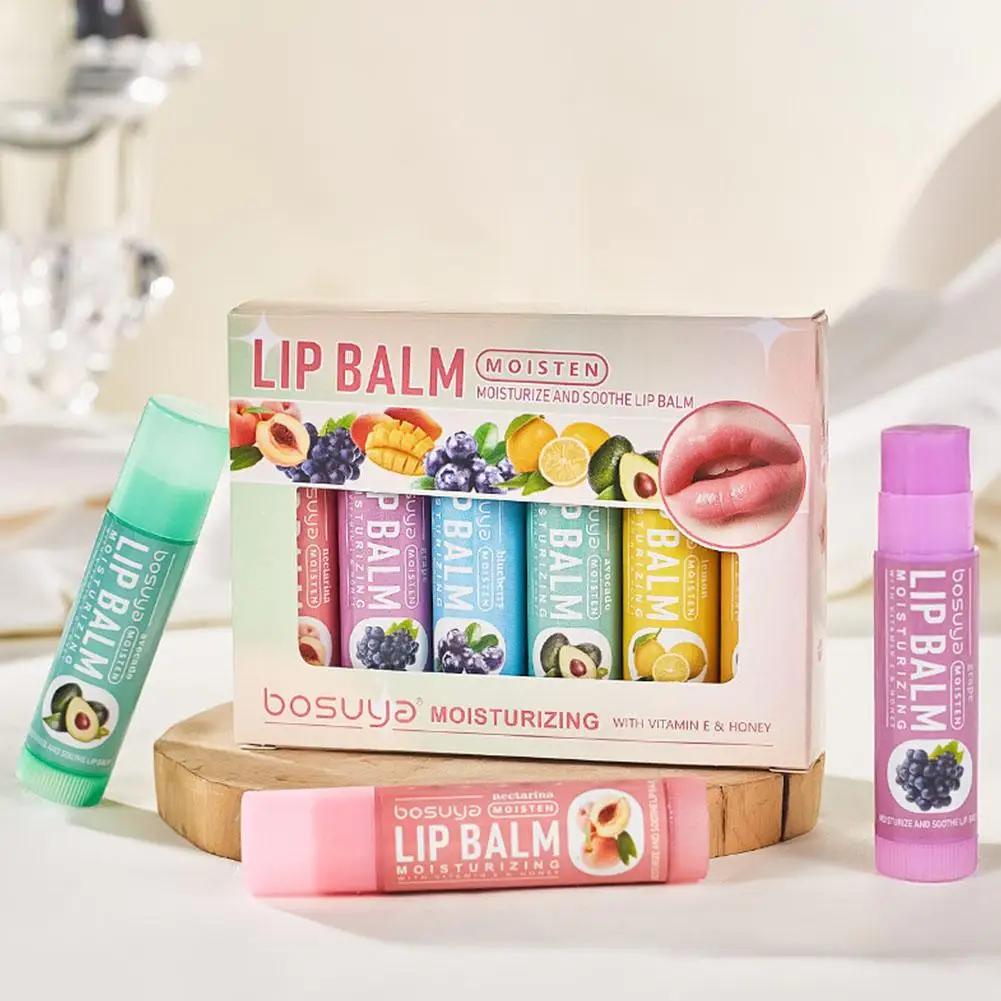 Assorted Fruit Flavor Lip Balm Set - Hydrating, Nourishing & Prevents Chapped Lips - Care for Dry Lips & Fine Lines