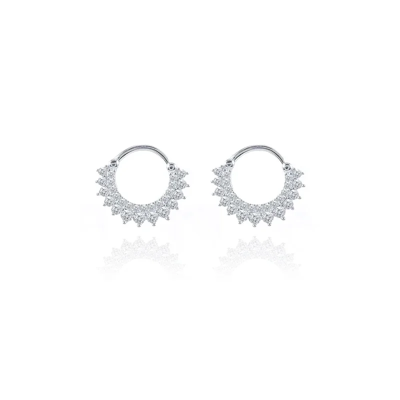 Huitan Dazzling Bunte Zirkonia Creolen für Frauen Neue Moderne Mode Weibliche Accessoires Bling Regenbogen Ohr Schmuck