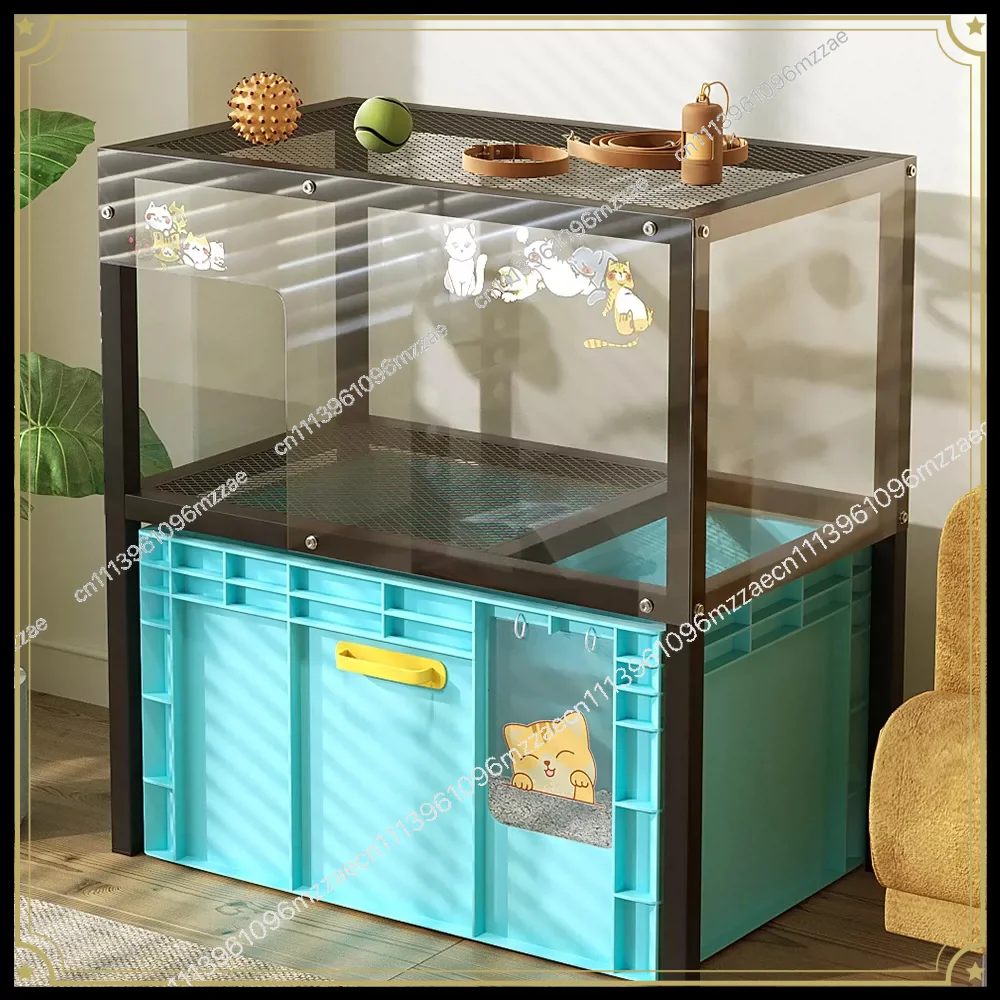 Free Cabinet Cat Litter Box Oversized Turnover Box Anti-splash Cat Toilet Rack Integrated Double Layer
