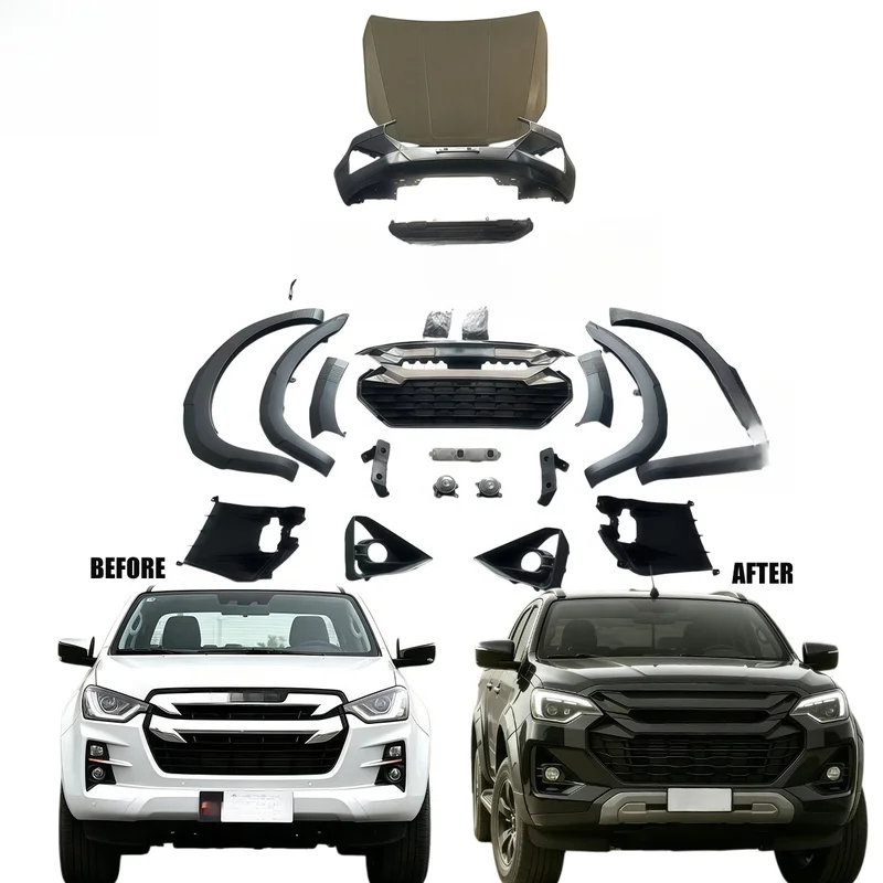 TEYOUTE 4x4 Offroad Modified Car Bumper Grille Bodykit Engine Hood Headlight Fender Flares For ISUZU Dmax 19-25 Full Facelift