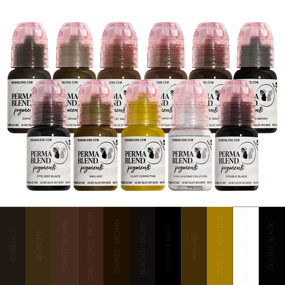 11color 15ML Permanent Makeup Pigment Microblading Supplies for Eyebrow Tattoo Eyeliner Permanent Makeup Professional Tattoo Ink