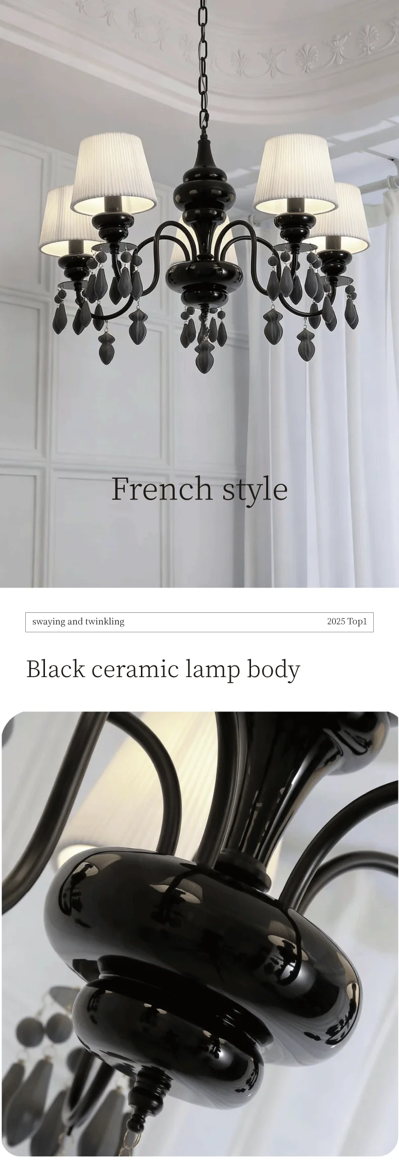 American Retro Candle E14 Chandelier Nordic Ceramic