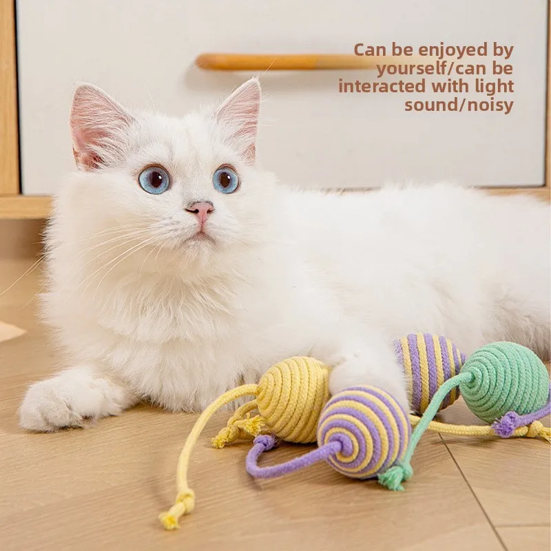 

Cat Cotton Rope Ball Toy Self Entertainment Teething Kitten Supply
