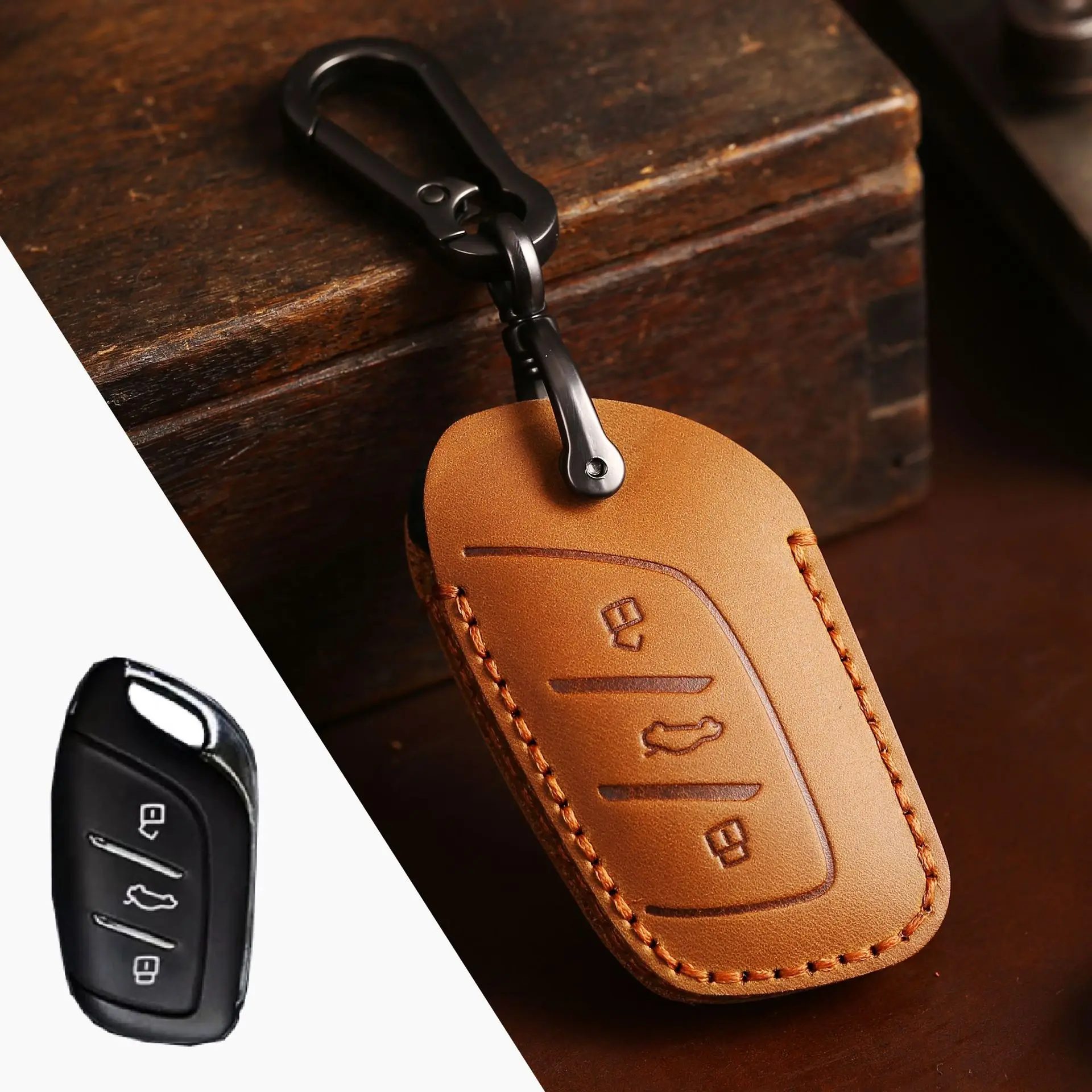 Genuine Leather Car Key Case Cover Fob Shell for MG ZS HS EV MG5 MG6 MG7 MG3 EZS EHS GS 2018 2019 2020 2021Car Accessories