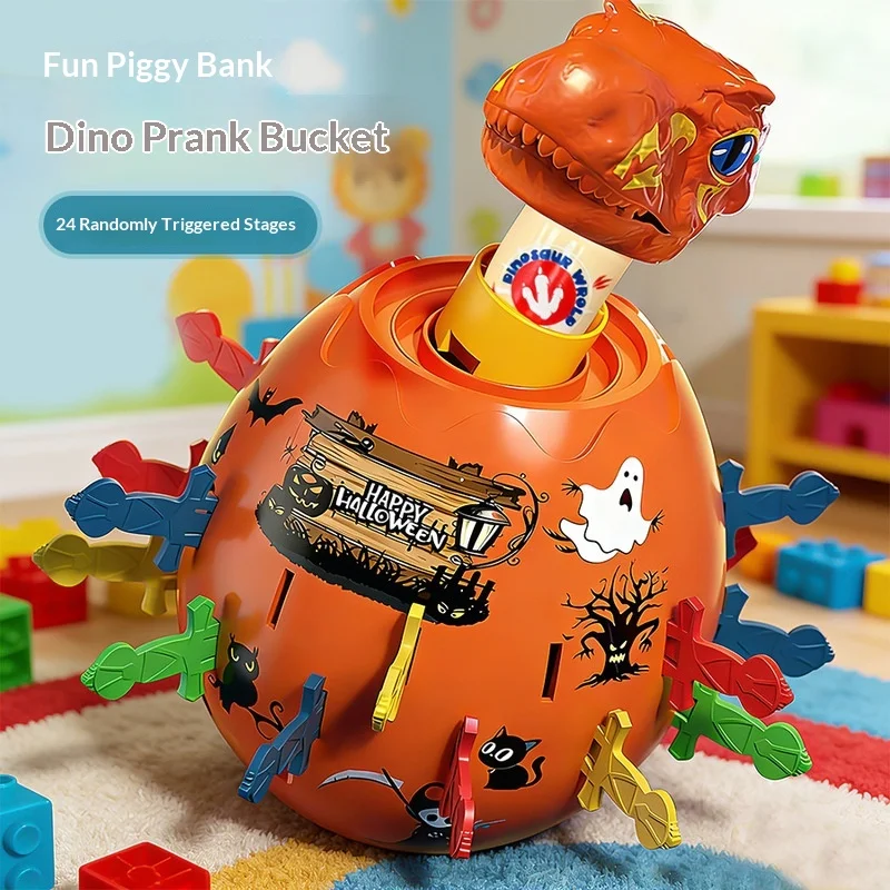 Creative Desktop Prank Game 24 Knives Dinosaur Barrel Toy Multiplayer Party Funny Wooden Barrel Piggy Bank Toy Gift