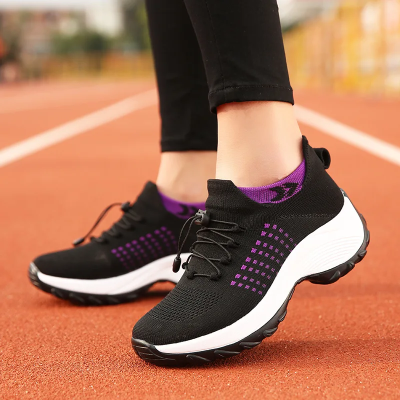 Women's Walking Shoes Fashion Sock Sneakers Breathe Comfortable Nursing Shoes Casual Platform Loafers Non-Slip 2024